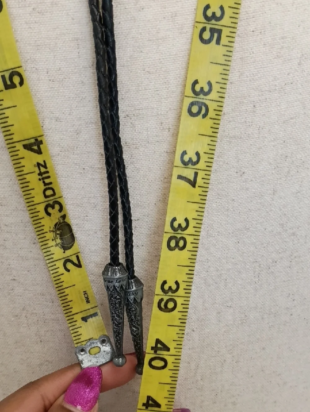 Western Bolo Tie Necklace Ornate Silver Shield Black Cord Vintage Style